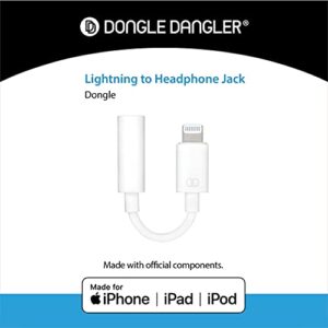 Dongle Dangler 3.5mm Headphone Jack Adapter - Works with iPhone -14/14 Pro/13/13 Pro/ 12/12 Pro Max/ 11/11 Pro/ 11 Pro Max/XS/XS Max/XR/X/ 8/8 Plus/ 7/7 Plus - MFi Certified Adapter (Cable-1 Pack)