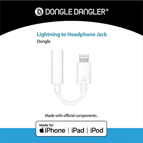 Dongle Dangler 3.5mm Headphone Jack Adapter - Works with iPhone -14/14 Pro/13/13 Pro/ 12/12 Pro Max/ 11/11 Pro/ 11 Pro Max/XS/XS Max/XR/X/ 8/8 Plus/ 7/7 Plus - MFi Certified Adapter (Cable-1 Pack)