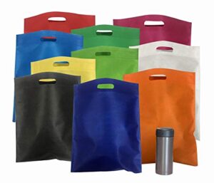 bulk 50 pack mega 15" x 16" cutout handle tote assortment - ideal shopping, treat, gift or everyday bags