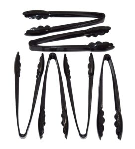 6 heavy duty black serving tongs - 9 inch plastic disposable tongs (Оne Расk)