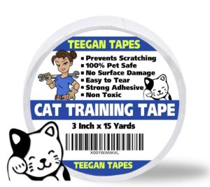 cat scratch deterrent tape | clear double sided tape | couch protector from cats | furniture, carpet, couch corner | anti scratch guards | 3 in x 15 yds | puppy scratching | by teegan tapes