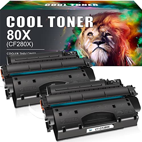 Cool Toner Compatible Toner Cartridge Replacement for HP 80X CF280X 80A CF280A Laserjet Pro 400 M401n MFP M425dn M401dne M401dn M401dw M425dw Laserjet Pro 400 Toner M401 M425 Printer (Black, 2-Pack)