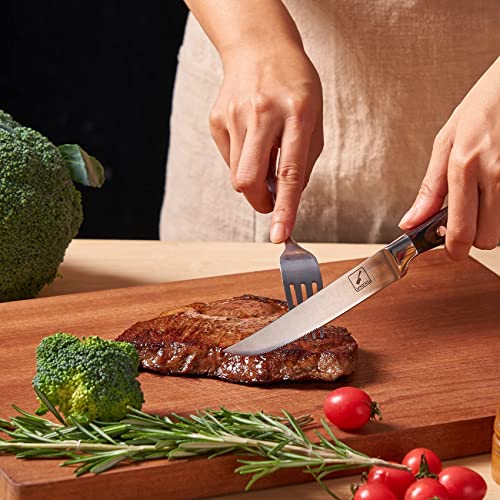 imarku Steak Knives, Steak Knives Set of 6, Premium Japanese Stainless Steel Steak Knife Set, Super Sharp Serrated Steak Knife with Pakkawood Handles and Gift Box