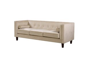 us pride furniture kittleson classic nailhead chesterfield sofa - ivory