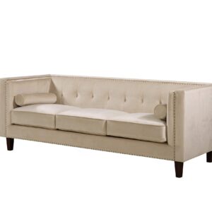 US Pride Furniture Kittleson Classic Nailhead Chesterfield Sofa - Ivory