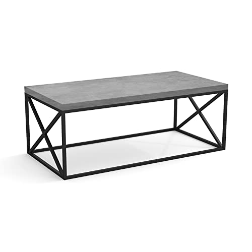 Safdie & Co. Living Room Coffee Coktail Tea Center Table-48 L/Gray Modern Low Table, Grey Cement