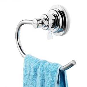 jiepai vacuum suction towel holder,modern shower towel ring,washcloth hand towel holder for bathroom kitchen drill free,chrome