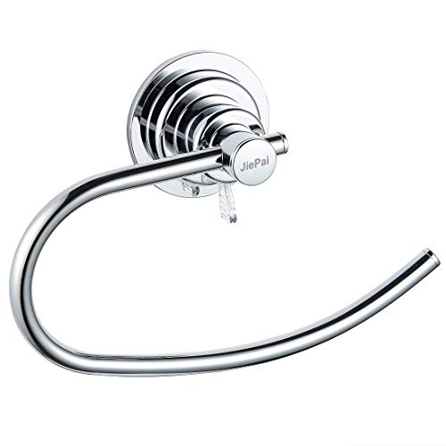 JiePai Vacuum Suction Towel Holder,Modern Shower Towel Ring,Washcloth Hand Towel Holder for Bathroom Kitchen Drill Free,Chrome