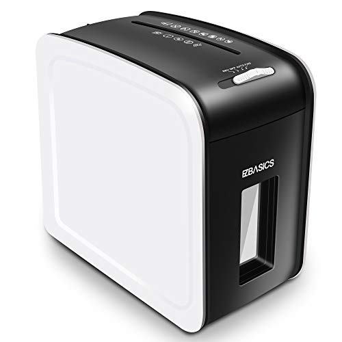 EZBASICS 5-Sheet Cross-Cut （Lubricant is not Needed） Paper and Credit Card Shredder with Pullout Basket, 58 dB, White