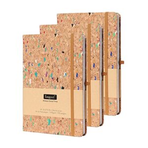 keegood 1 pack dotted journal notebook,bullet journals,192 pages a5 8.5 x 5.8inches,100gsm thick paper, hardcover writing notebooks with pocket,pen loop holder,cork journal for student gifts,birthday gifts