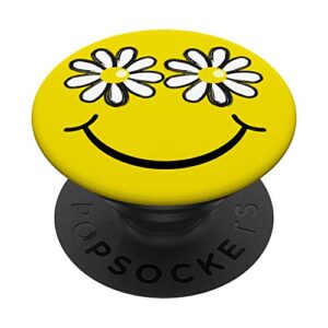 daisy flowers smile happy face popsockets popgrip: swappable grip for phones & tablets