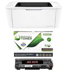 rt m15w laser pro monochrome check printer bundle with 1 modified 48a cf248a micr toner cartridge for printing business and personal checks (2 items)