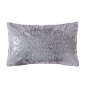 levtex home assam silver foil grey pillow, damask, cotton, silver