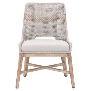 maklaine rope dining side chair in taupe and white (set of 2)