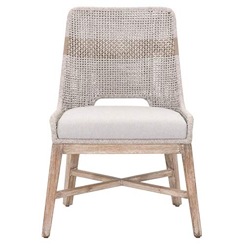 MAKLAINE Rope Dining Side Chair in Taupe and White (Set of 2)