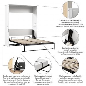 Bestar Lumina Queen Murphy Bed, Sleeping Arrangement for Multipurpose Room, White