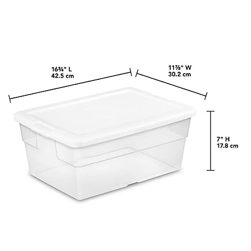 Sterilite 6 Quart Clear Multipurpose Plastic Storage Tote, 24 Pack, & 16 Quart Clear Multipurpose Plastic Storage Tote, 24 Pack for Home Organization