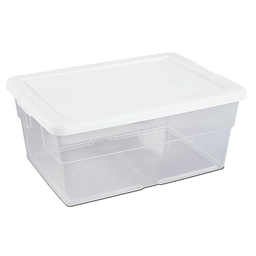 Sterilite 6 Quart Clear Multipurpose Plastic Storage Tote, 24 Pack, & 16 Quart Clear Multipurpose Plastic Storage Tote, 24 Pack for Home Organization