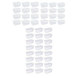 Sterilite 6 Quart Clear Multipurpose Plastic Storage Tote, 24 Pack, & 16 Quart Clear Multipurpose Plastic Storage Tote, 24 Pack for Home Organization