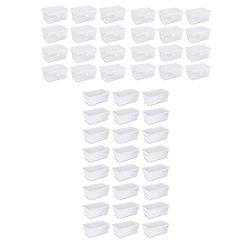 Sterilite 6 Quart Clear Multipurpose Plastic Storage Tote, 24 Pack, & 16 Quart Clear Multipurpose Plastic Storage Tote, 24 Pack for Home Organization