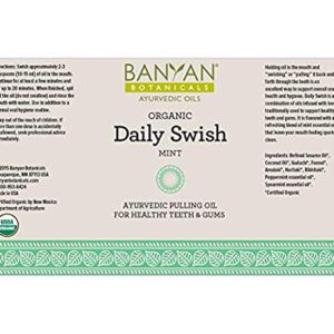 Banyan Botanicals Organic Daily Swish Mint Travel Packets - 12 ct - Ayurvedic Oil Pulling Mouthwash Oil for Oral Health - Coconut Oil Blend for Teeth and Gums