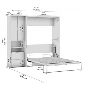 Bestar Lumina Full Murphy Bed with Desk and Storage Cabinet, Sleeping Arrangement with Drawers, White Chocolate