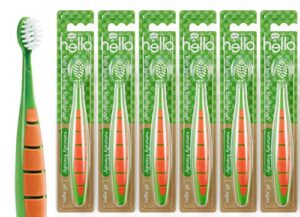 hello kids toddler soft bristle toothbrush, bpa free, vegan, promotes oral and gum health for all ages, 6 count
