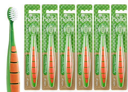 Hello Kids Toddler Soft Bristle Toothbrush, BPA Free, Vegan, Promotes Oral and Gum Health for All Ages, 6 Count