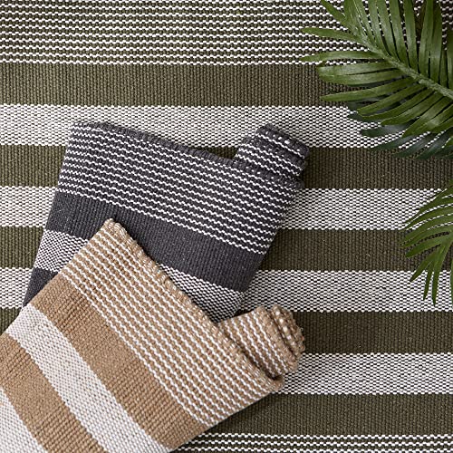 DII Woven Rag Rug Collection Recycled Yarn Cabana Stripe, 2x3', Stone