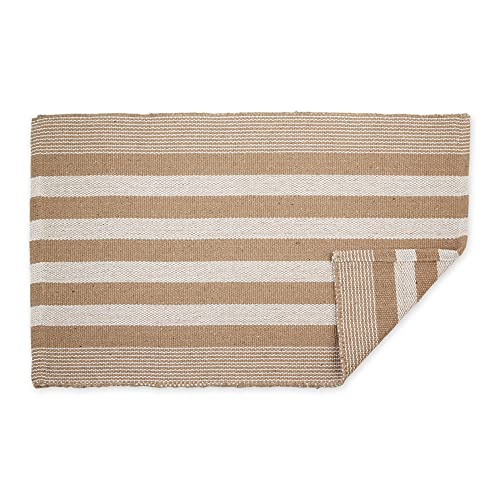 DII Woven Rag Rug Collection Recycled Yarn Cabana Stripe, 2x3', Stone