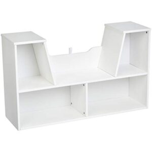 amazon basics kids bookcase with reading nook and 7 storage shelves, white, 40.1"l x 11.8"w x 24"h