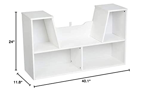 Amazon Basics Kids Bookcase with Reading Nook and 7 Storage Shelves, White, 40.1"L x 11.8"W x 24"H