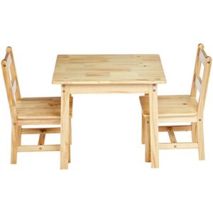 Amazon Basics Kids Solid Wood Table and 2 Chair Set, Natural