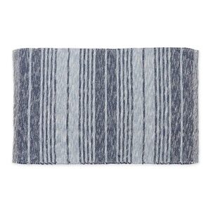 DII Woven Rag Rug Collection Recycled Yarn Variegated Rustic Stripe, 2x3', French Blue