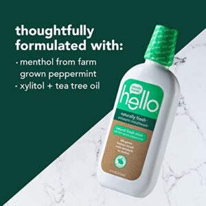 Hello Naturally Fresh Antiseptic Alcohol Free Mouthwash, Natural Fresh Mint with Farm Grown Peppermint, Fluoride Free, Vegan, SLS Free and Gluten Free, 16 Ounce (Pack of 3)