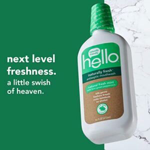 Hello Naturally Fresh Antiseptic Alcohol Free Mouthwash, Natural Fresh Mint with Farm Grown Peppermint, Fluoride Free, Vegan, SLS Free and Gluten Free, 16 Ounce (Pack of 3)
