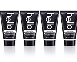 Hello Travel Size Activated Charcoal Epic Whitening Toothpaste, 6 Count | SLS Free, Fluoride Free