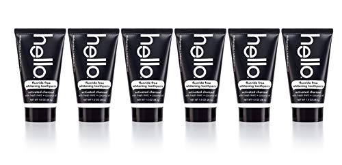 Hello Travel Size Activated Charcoal Epic Whitening Toothpaste, 6 Count | SLS Free, Fluoride Free