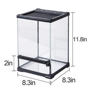 REPTIZOO Mini Reptile Glass Terrarium Tank 8"x8"x12", Front Opening Door Full View Visually Appealing Mini Reptile or Amphibians Glass Habitat