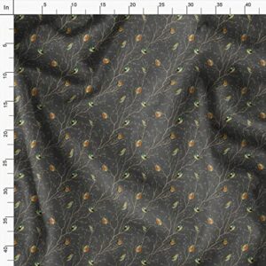 Soimoi Gray Heavy Canvas Fabric Leaves & Flowerpecker Bird Fabric Upholstery Fabric, Fabric for Home Accents Prints by Yard 58 Inch Wide