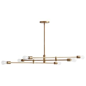 amazon brand – rivet mid-century modern metal rod ceiling pendant light chandelier - 48.9" x 42.6" x 43. 1", brass