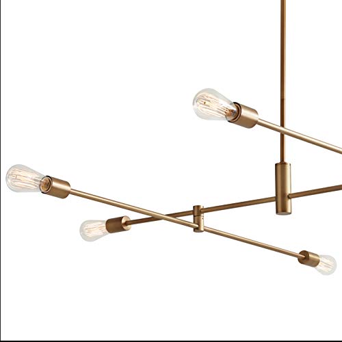 Amazon Brand – Rivet Mid-Century Modern Metal Rod Ceiling Pendant Light Chandelier - 48.9" x 42.6" x 43. 1", Brass
