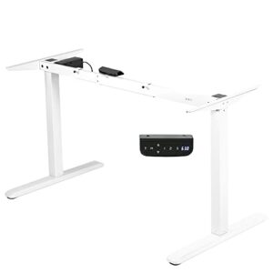 vivo electric stand up desk frame workstation with memory touch pad, single motor ergonomic standing height adjustable base, white, desk-v102ew
