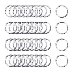 hautoco 100pcs 1.2 inch loose leaf binder rings 30mm silver metal book rings flash cards rings keychain key rings for school home office