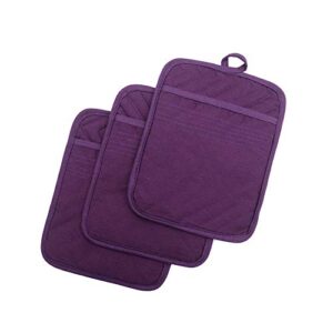 anyi pot holders for kitchen heat resistant, cotton hot pads for kitchen counter table, purple kitchen pot holders with pocket