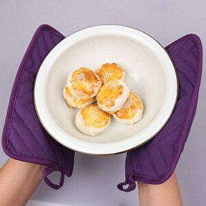 Anyi Pot Holders for Kitchen Heat Resistant, Cotton Hot Pads for Kitchen Counter Table, Purple Kitchen Pot Holders with Pocket