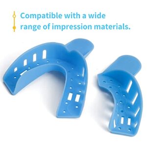 10 PCS Dental Impression Trays Disposable Plastic Small Medium Large Autoclavable Perforated Impression Trays Set Blue