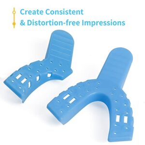 10 PCS Dental Impression Trays Disposable Plastic Small Medium Large Autoclavable Perforated Impression Trays Set Blue