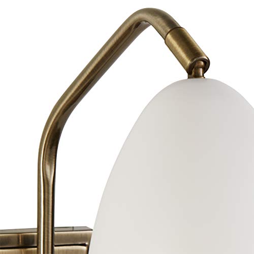 Amazon Brand – Rivet Industrial Swiveling Wall Sconce with Bulb, 18.1"H, Matte White and Antique Brass