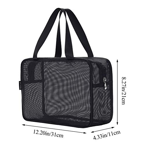 Moyad Mesh Shower Caddy Portable Toiletry Tote Gym Bag for College Dorm Bathroom (Black Large)